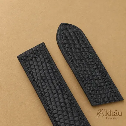 Black Lizard Leather Single Folding Watch Strap — additional view