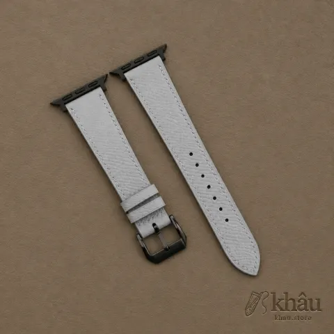 Light Grey Epsom Leather Apple Watch Band — front view