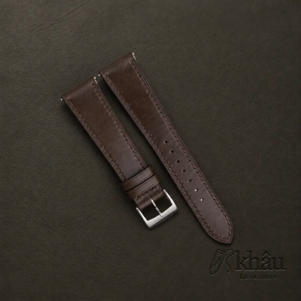 Box Calf Umber Brown Leather Watch Strap — front view