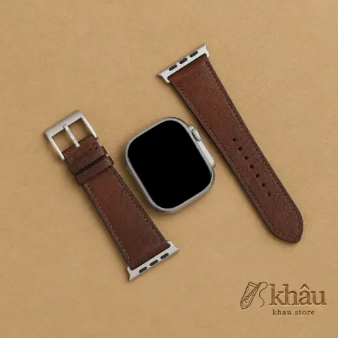 Dark Brown Alran Fat Nat Chevre Leather Apple Watch Ultra Band — additional view
