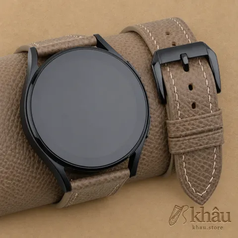 Taupe Epsom Leather Samsung Watch Band — front view