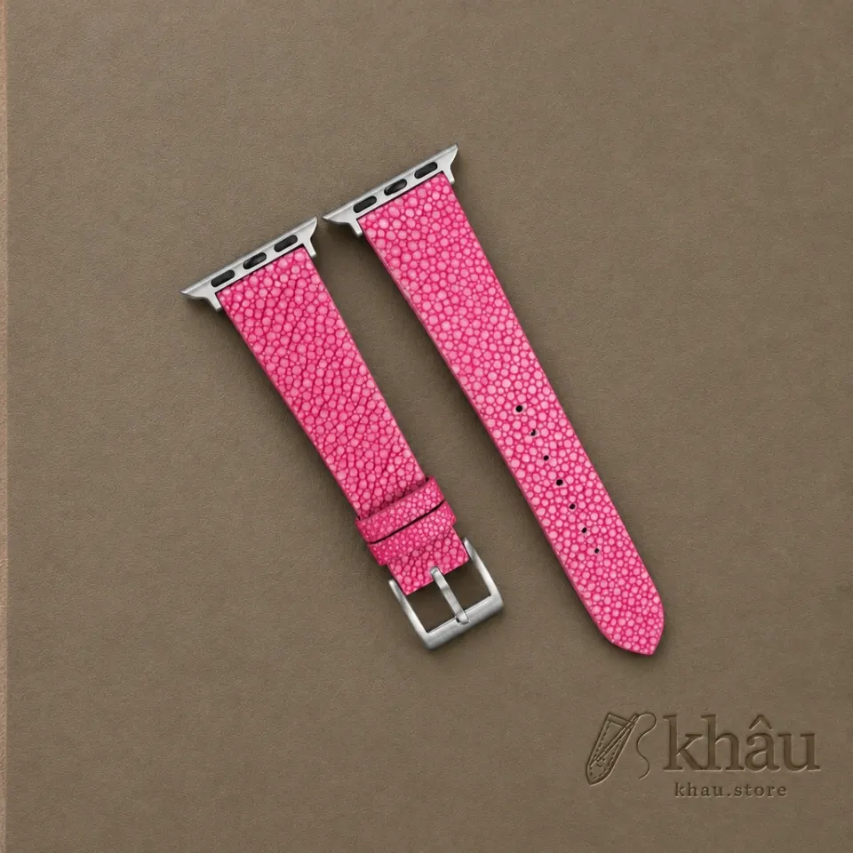 Pink Stingray Leather Apple Watch Band — front view