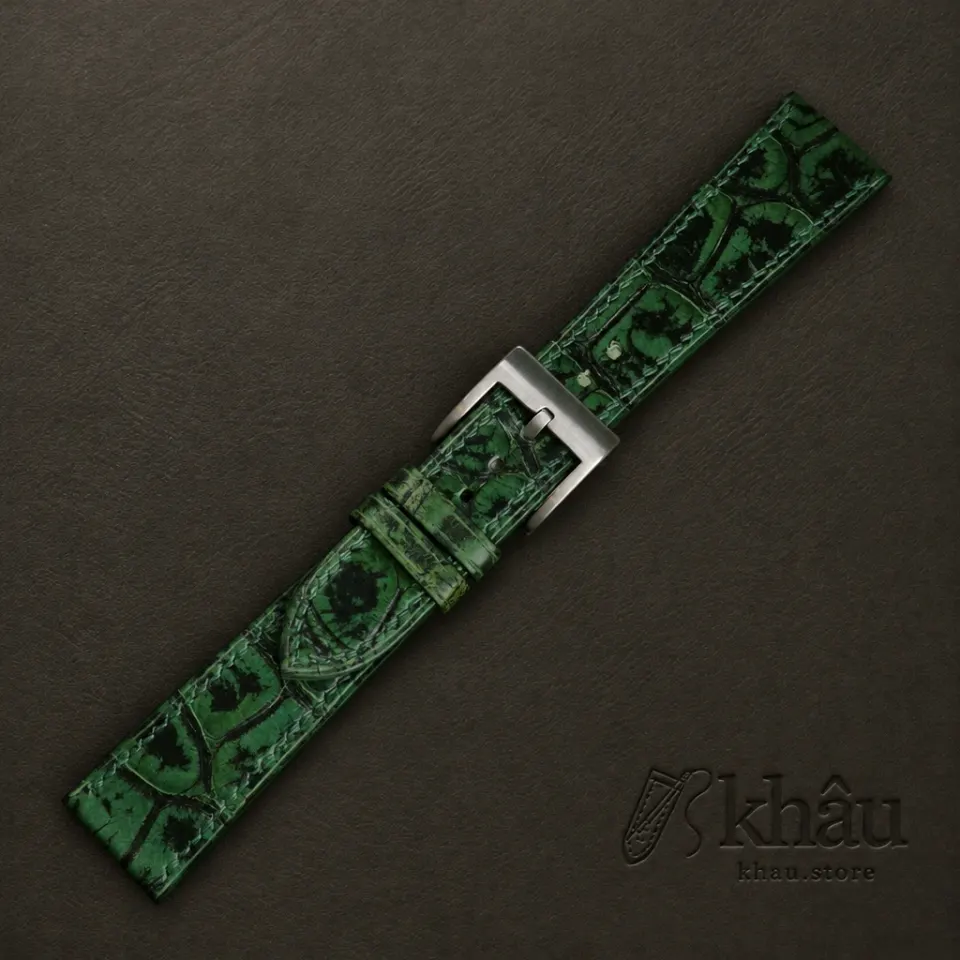 Patina Green Alligator Leather Watch Strap — additional view
