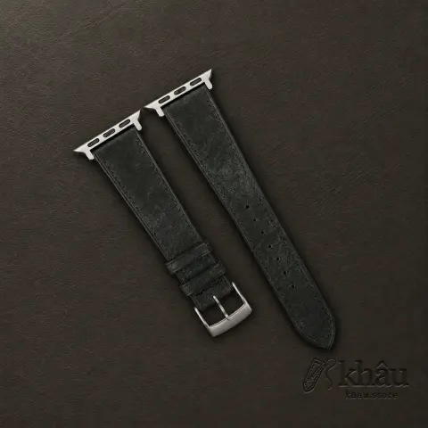 Aquamarine Blue Habana Leather Apple Watch Band — front view