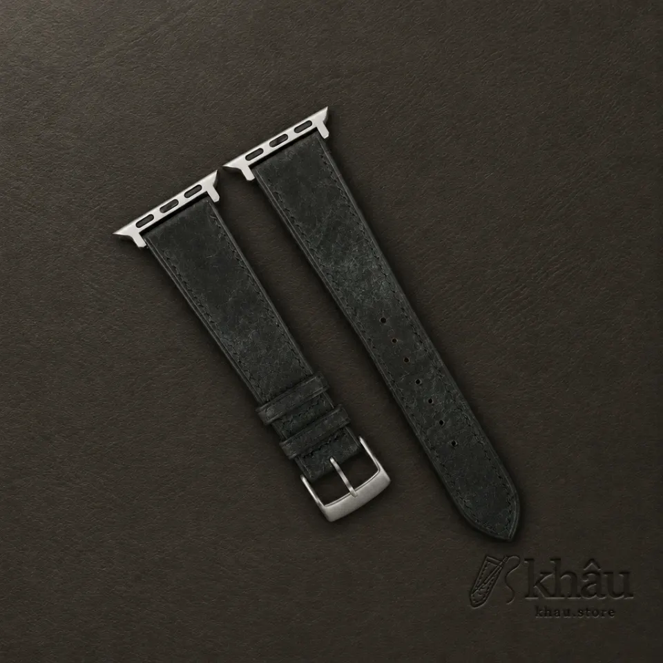 Aquamarine Blue Habana Leather Apple Watch Band — front view