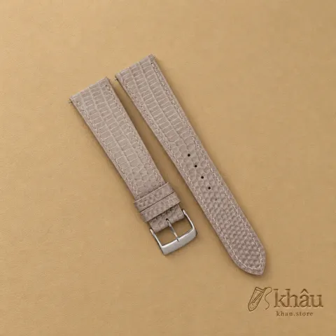 Light Grey Lizard Leather Watch Strap — front view