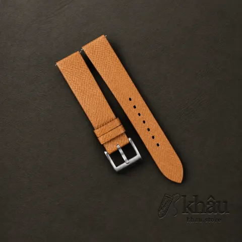 Vintage Golden Epsom Leather Slim Watch Strap — front view