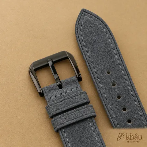 Stone Grey Suede Leather Samsung Watch Band — additional view
