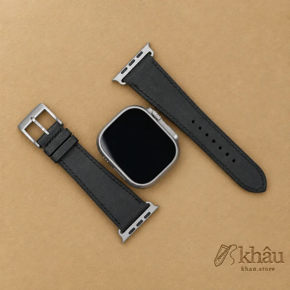 Black Badalassi Carlo Pueblo Leather Apple Watch Ultra Band — additional view