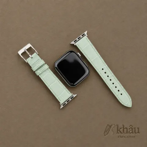 Mint Alligator Leather Apple Watch Band — additional view