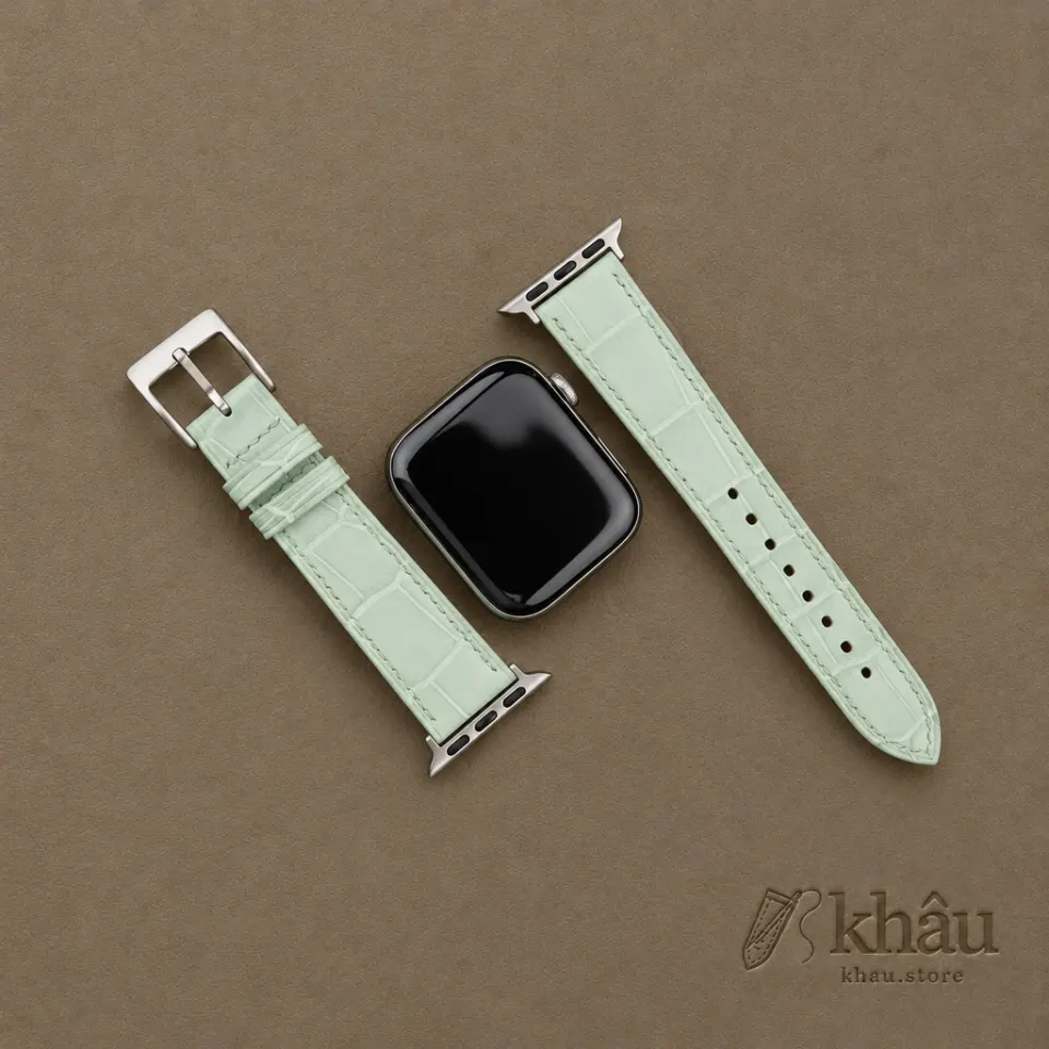 Mint Alligator Leather Apple Watch Band — additional view