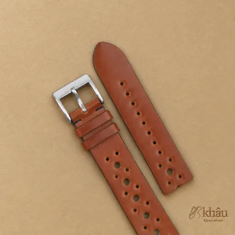Rally Cognac Shell Lining Navy Epsom Leather Watch Strap — additional view