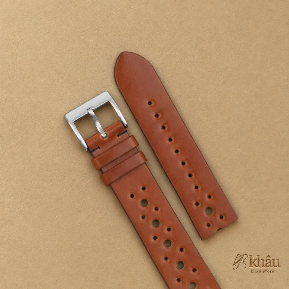 Rally Cognac Shell Lining Navy Epsom Leather Watch Strap — additional view