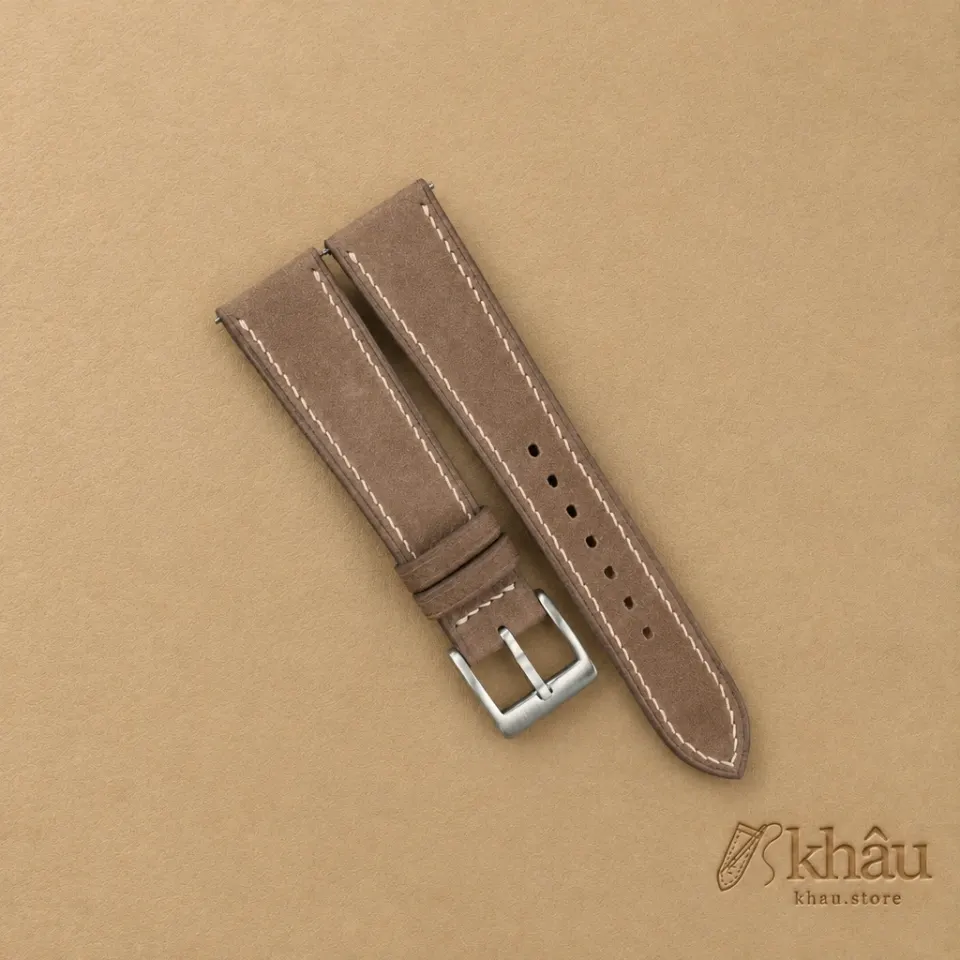 Beaver Nubuck Leather Watch Strap — front view