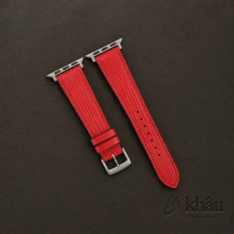 Red Orange Epi Leather Apple Watch Band — front view