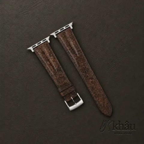 Double Padded Tawny Brown Habana Leather Apple Watch Band — front view