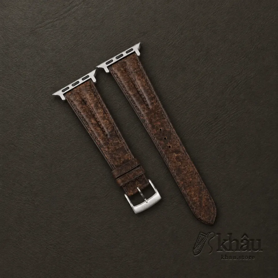 Double Padded Tawny Brown Habana Leather Apple Watch Band — front view