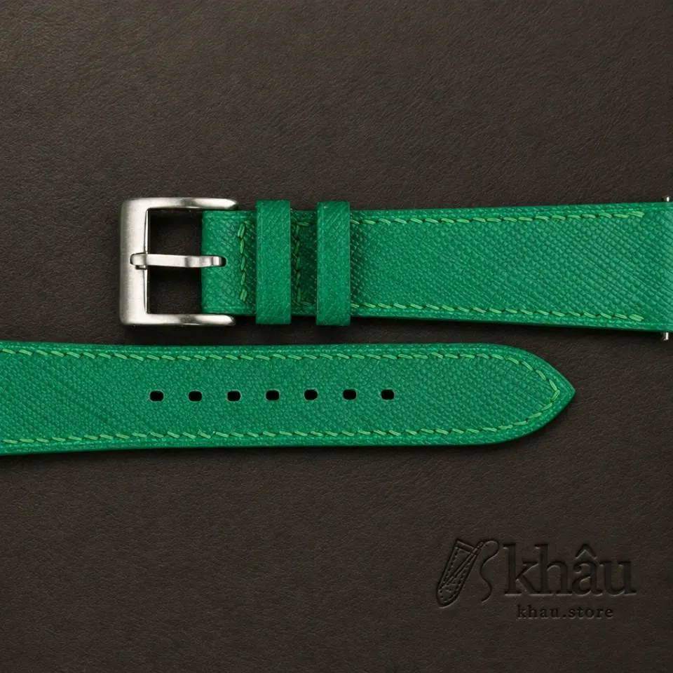 Green Saffiano Leather Watch Strap — additional view