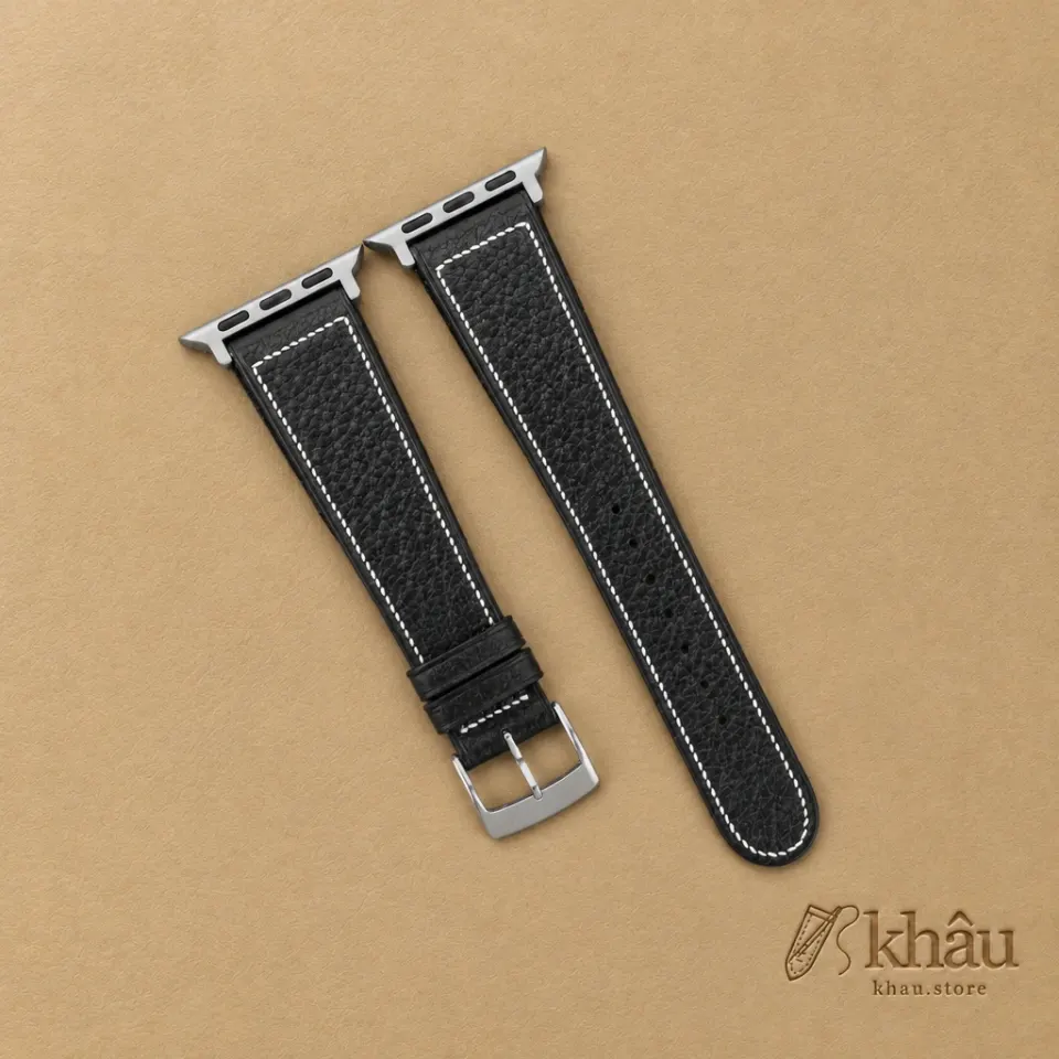 Micro Stitch Chocolate Peccary Leather Apple Watch Band — front view