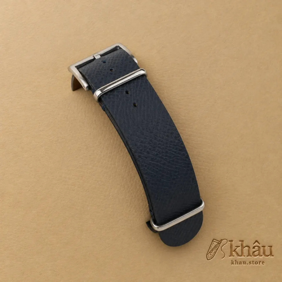 NATO Navy Epsom Lining Sesame Epsom Leather Watch Strap — additional view