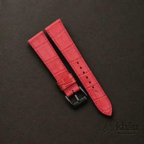 Red Alligator Leather Samsung Watch Band — additional view
