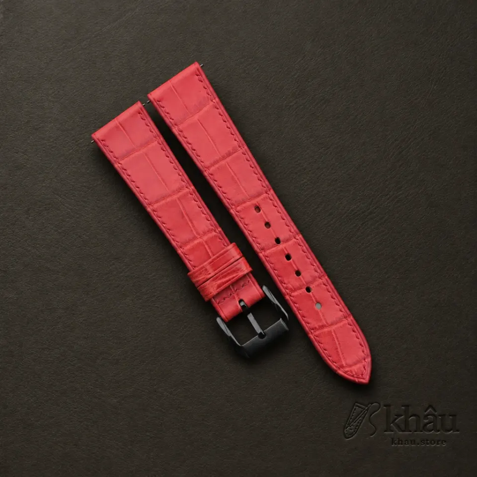 Red Alligator Leather Samsung Watch Band — additional view