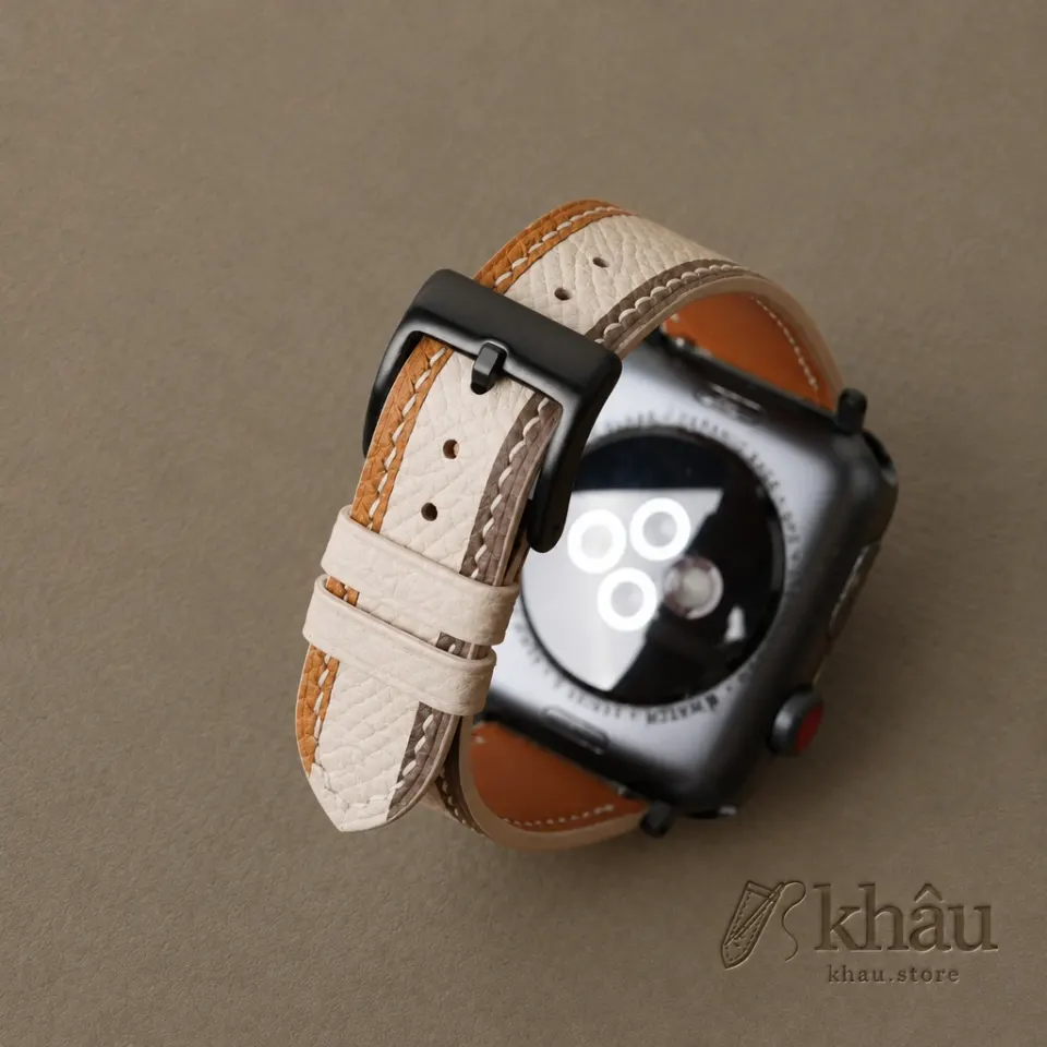 Tricolor Sesame Epsom Leather Apple Watch Band — additional view