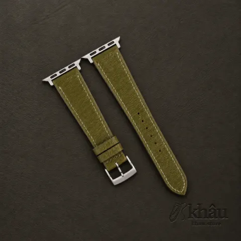 Light Olive Peccary Leather Apple Watch Band — front view