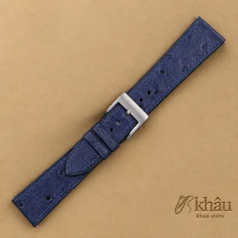 Dark Blue Ostrich leather Watch Strap — additional view