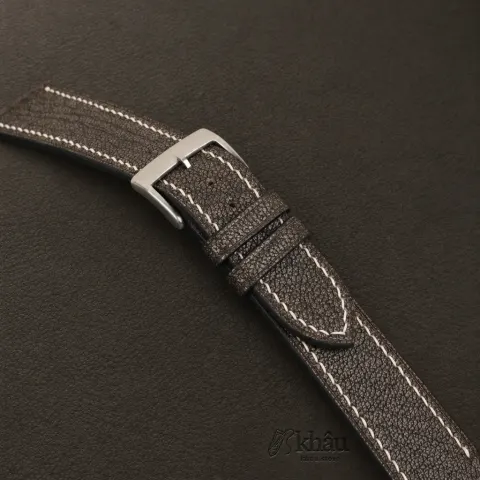 Alran Fat Nat Cherve Goat Brown leather watch strap — additional view