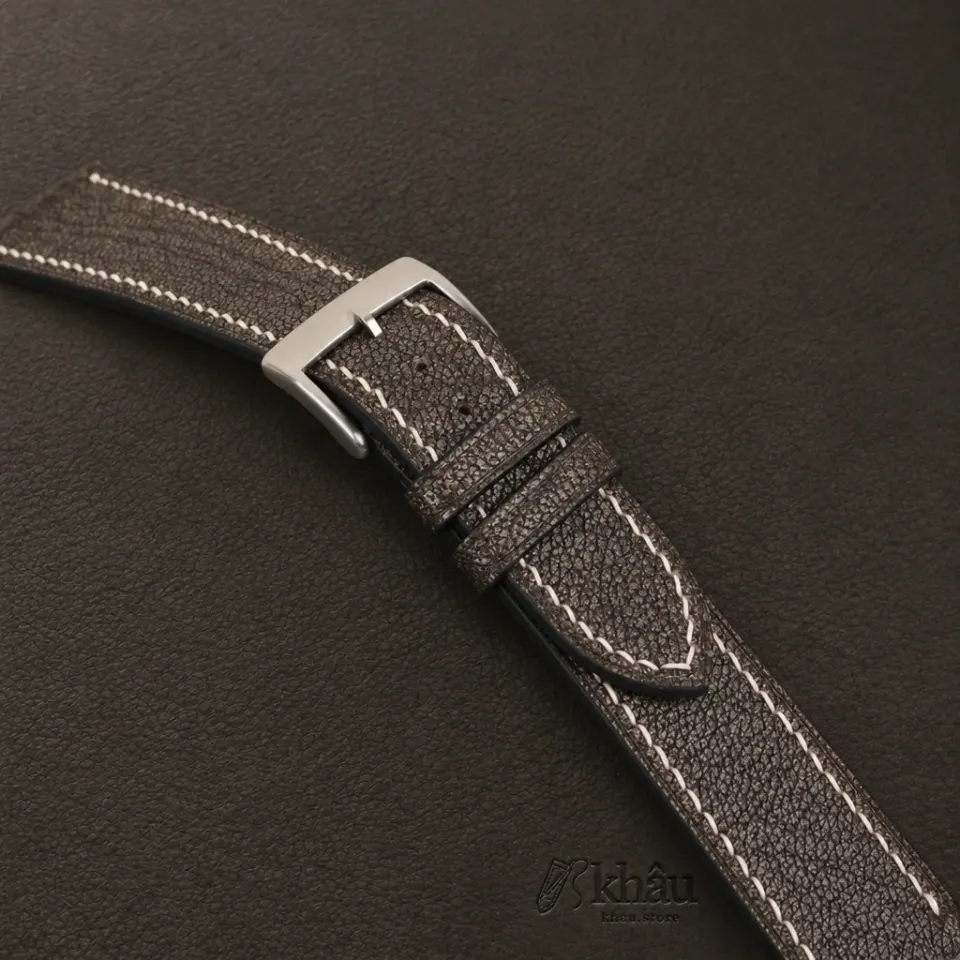 Alran Fat Nat Cherve Goat Brown leather watch strap — additional view