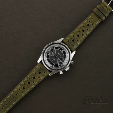 Rally Olive Waxed Badalassi Carlo Leather Watch Strap — additional view