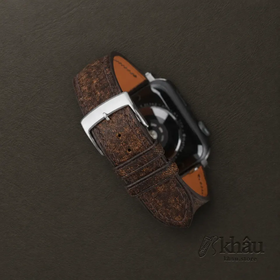 Single Padded Tawny Brown Habana Leather Apple Watch Band — additional view