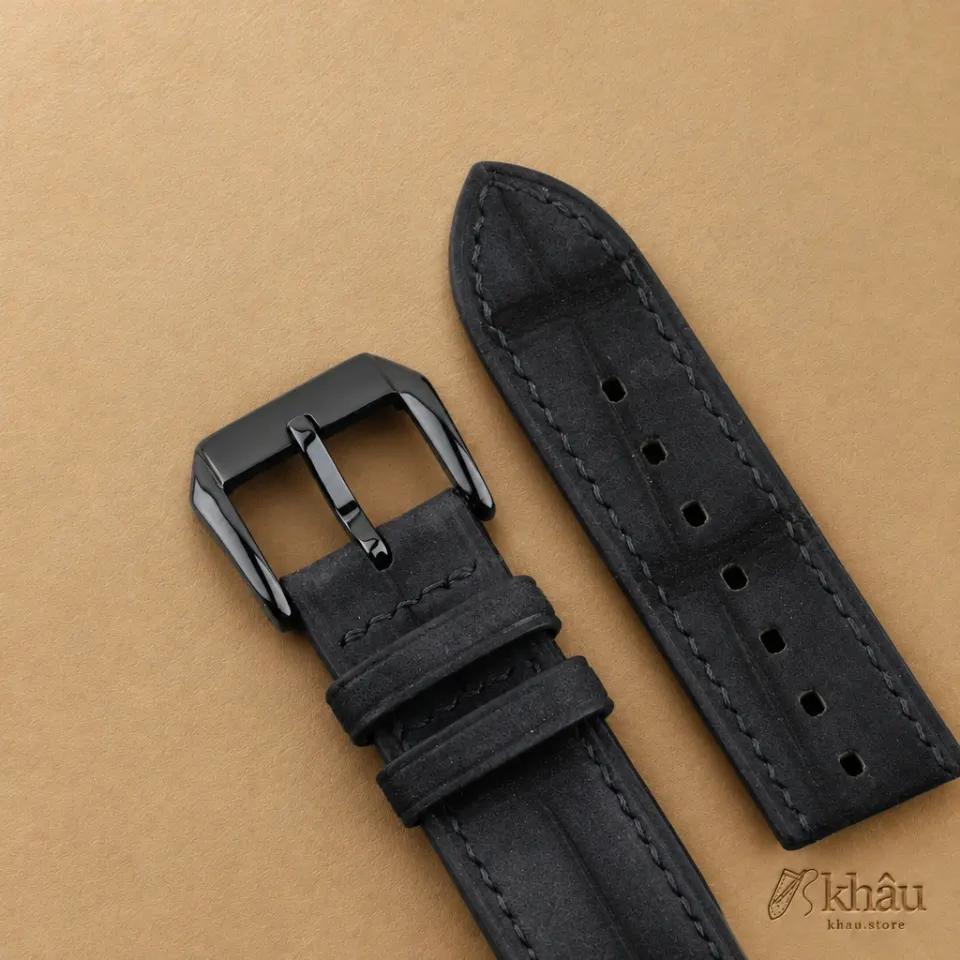 Nubuck Black Alligator Leather Samsung Watch Band — additional view