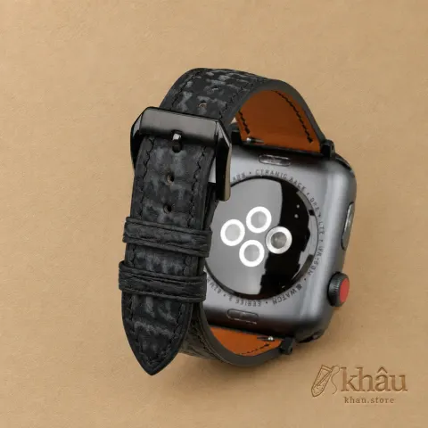 Black Shark Leather Apple Watch Band — additional view