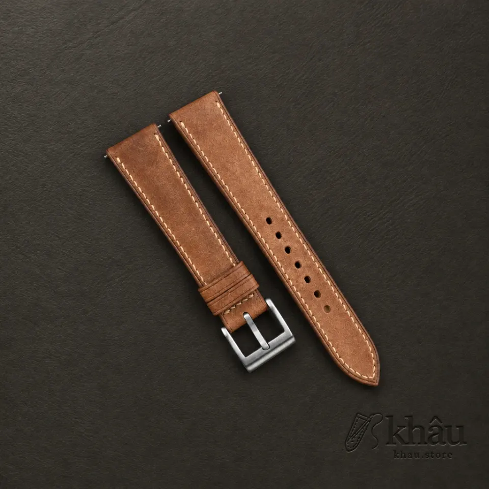 Golden Maya Vegetable Tanned Calfskin Leather Watch Strap — front view