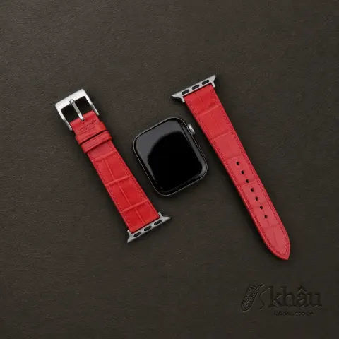 Red Alligator Leather Apple Watch Band — additional view