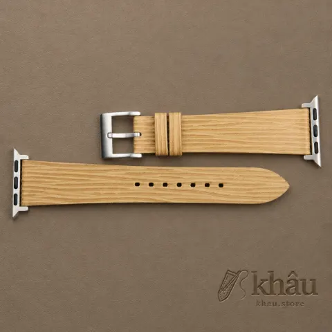 Beige Calfskin Apple watch band – Waves Texture — additional view