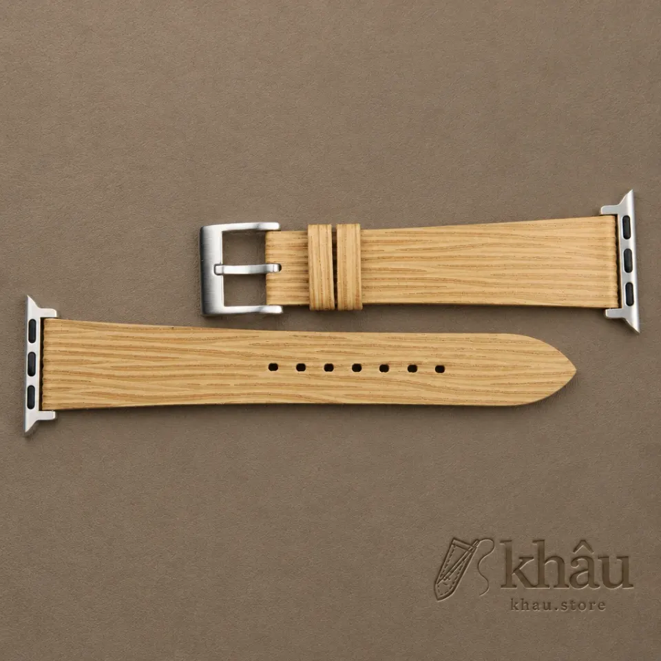Beige Calfskin Apple watch band – Waves Texture — additional view