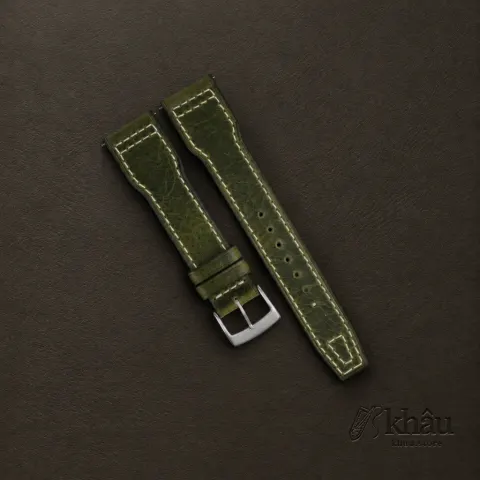 Pilot Olive Badalassi Carlo Waxed Leather Watch Strap — front view