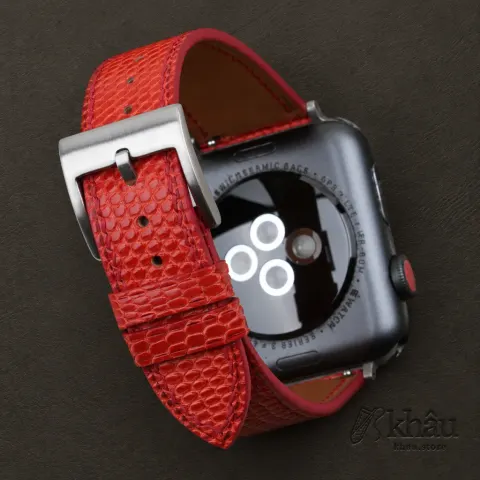 Red Lizard Leather Apple Watch Band — additional view