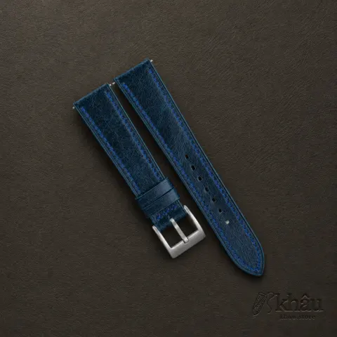 Ocean Blue Waxed Leather Watch Strap — front view
