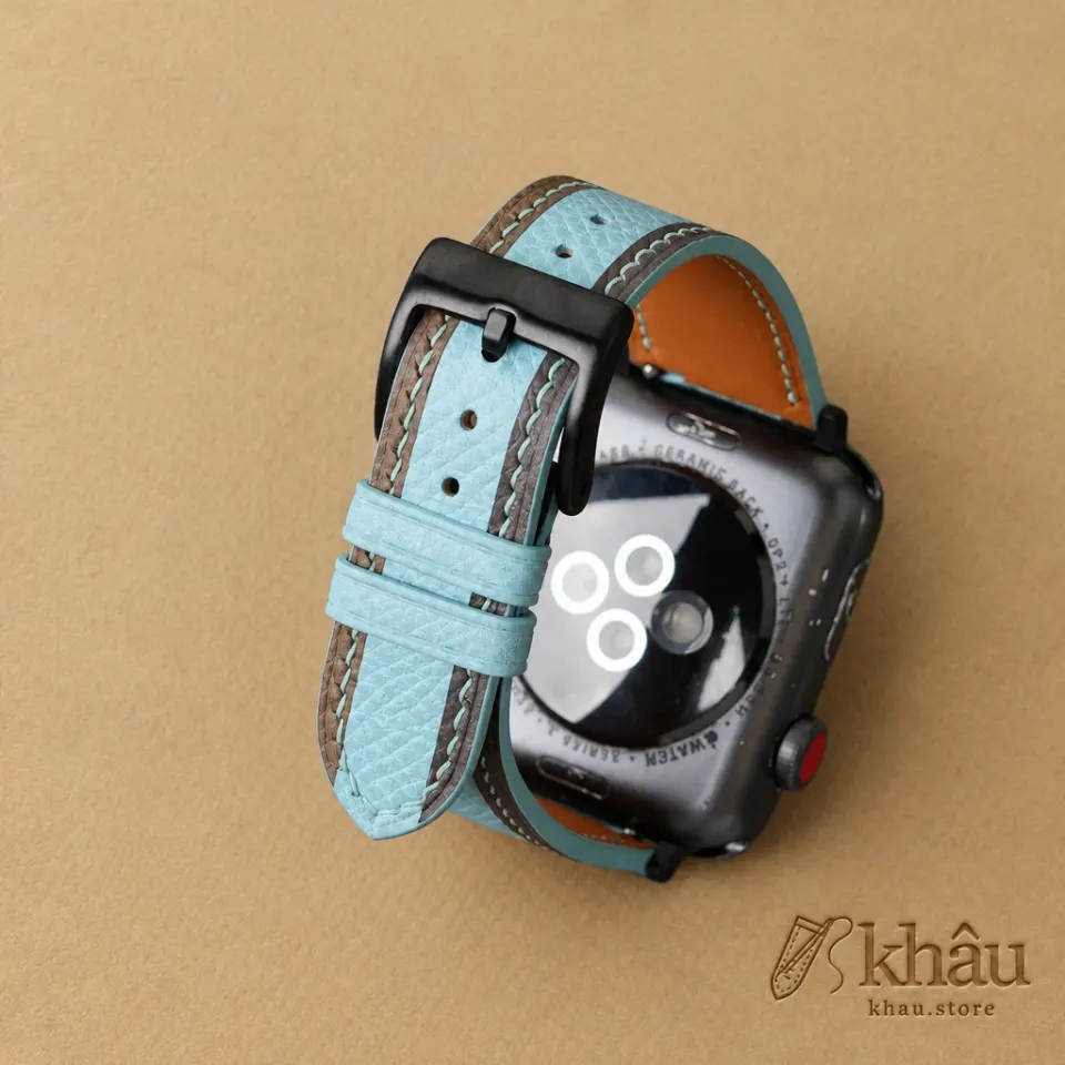 Tricolor Turquoise Epsom Leather Apple Watch Band — additional view