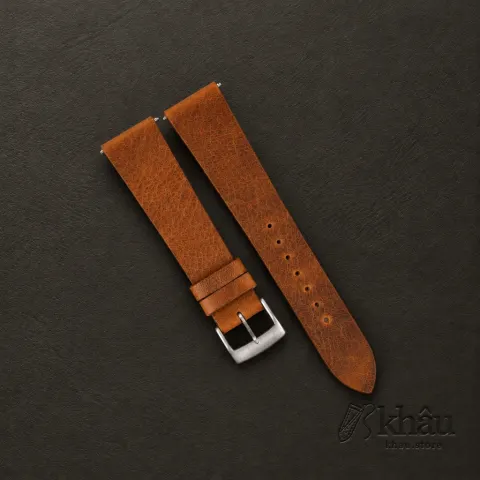 Vintage Golden Brown Badalassi Carlo Waxed Leather Watch Strap — front view