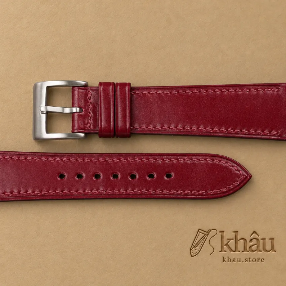 Burgundy Shell Cordovan Leather Watch Strap — additional view