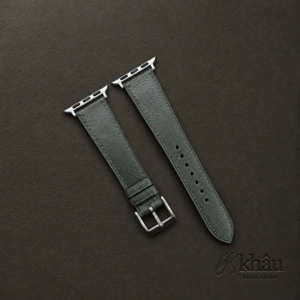 Green Alran Chevre Sully Leather Apple Watch Band — front view