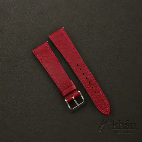 Red Epsom Leather Watch Strap — front view