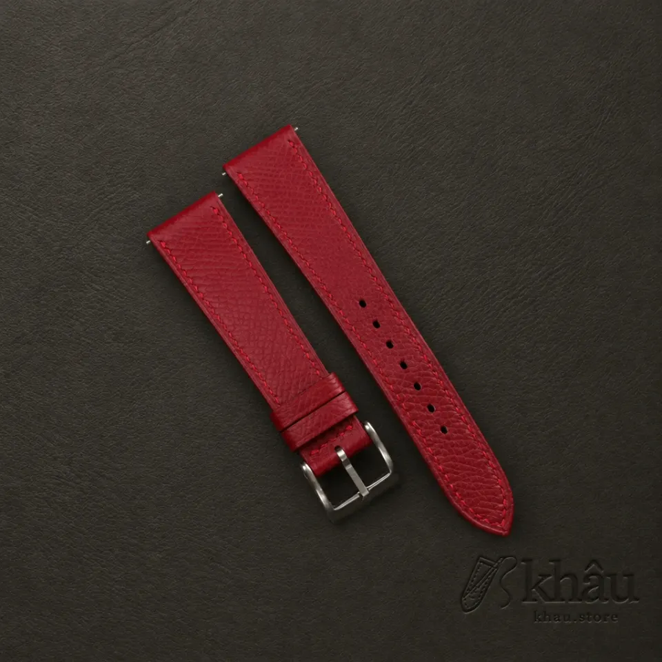 Red Epsom Leather Watch Strap — front view