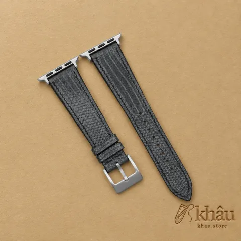 Zirconium Lizard Leather Apple Watch Band — front view