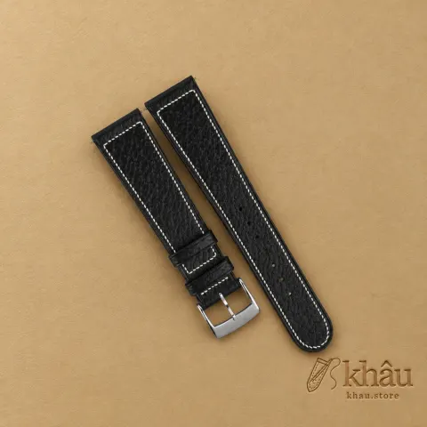 Micro Stitch Chocolate Peccary Leather Watch Strap — front view